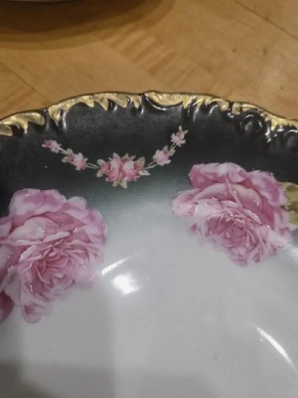 Antique K Steinmann Germany California Rose a la France Hand Handled Cake Plate